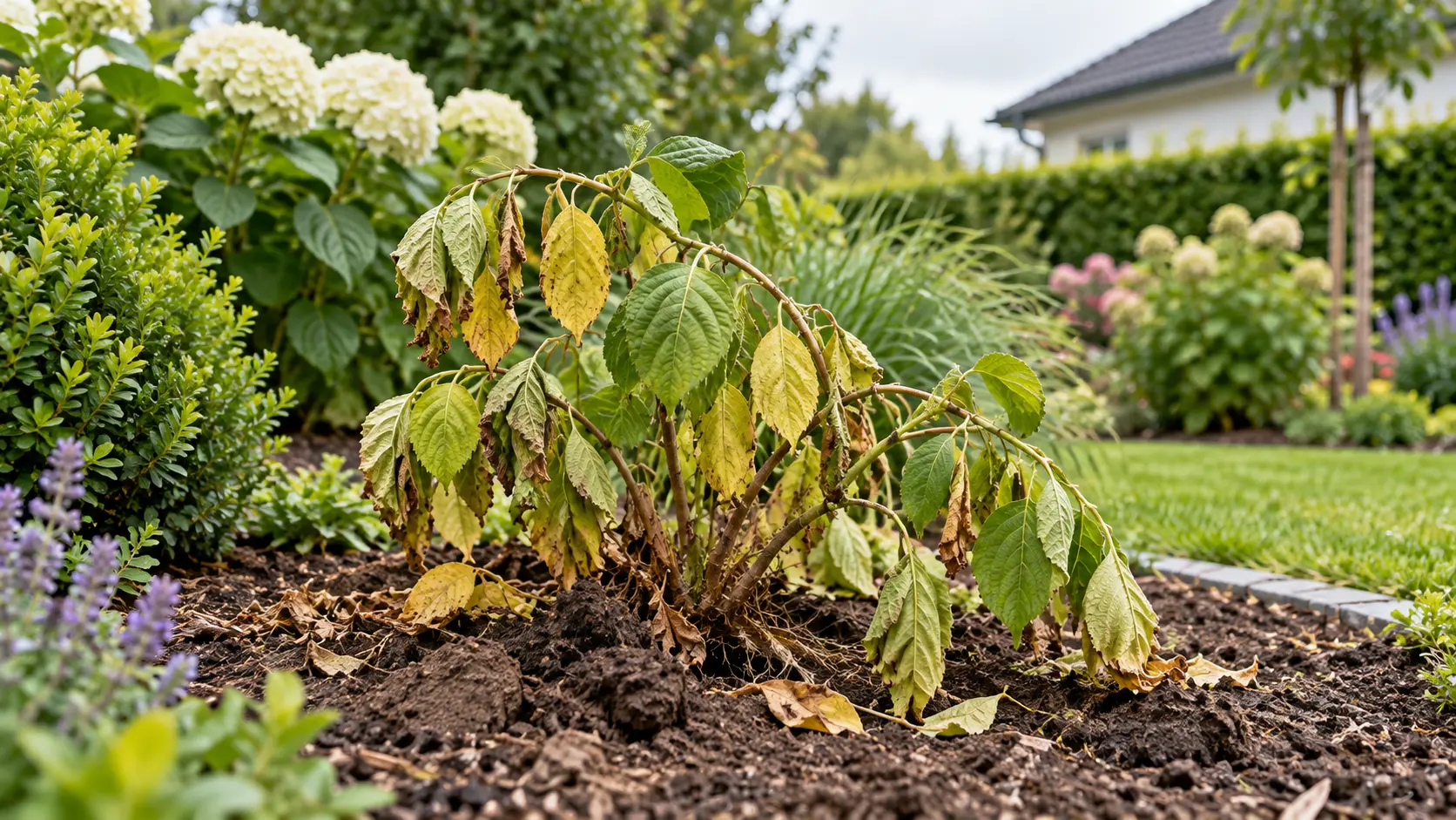 Welke Zierpflanze in einem gepflegten Gartenbeet