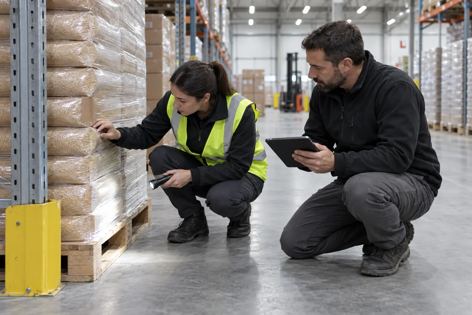 Systematische Kontrolle verpackter trockener Lebensmittel in einem Lager